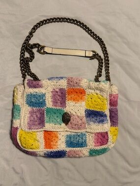 Kurt Geiger Multicolor Crochet Patchwork Chain Shoulder Bag